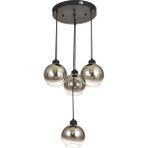 Avizemoda Side 4 lü Krom Camlı Salon Oturma Odası Modern Sarkıt Avize - (Siyah Kasa)