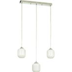 Avizemoda Siena 3 lü Yemek Masası Üstü Beyaz Camlı Modern Sarkıt Avize - (Krom Kaplama)