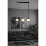 Avizemoda Siena 3 lü Yemek Masası Üstü Beyaz Camlı Modern Sarkıt Avize - (Siyah)