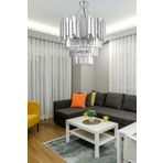 Avizemoda Sima 40 Cm'Lik Kristal Cam Taşlı Lüks Avize - (Gümüş Yaldız)