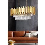 Avizemoda Sima 75x30 Cm'Lik Kristal Cam Taşlı Lüks Yemek Masası Üstü Avize - (Sarı Yaldız)