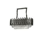 Avizemoda Sima 75x30 Cm'lik Kristal Cam Taşlı Lüks Yemek Masası Üstü Avize - (Siyah Renk)
