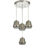Avizemoda Venita 4 lü Füme+Beyaz Çift Camlı Salon Oturma Odası Modern Sarkıt Avize - (Krom Kaplama)