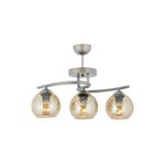 AVİZEVİ Aydınlatma Salon Oda Mutfak Modern Krom Bal Camlı Poyraz 3lü Avize