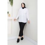 AVK MODA ABS Boyfriend Tesettür Beyaz Kadın Gömlek