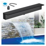 Avlu, Bahçe, Spa, Veranda için Gömme Şelale Çeşmesi Dolusavak - 20" ila 72" Genişlik, Siyah Dış Mekan Sprey Çıkışı (23 inç/58 cm) Zarif Su Özellikleri için