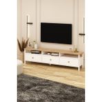 AVM Park Remy Ahşap Kulplu TV Ünitesi 180 cm Beyaz Yonga Levha Modern Tasarım