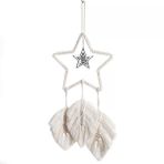 Avoik Makrome duvar halısı, duvar halısı, yıldız, Boho dekorasyon, el yapımı, makrome duvar halısı, bej yapraklar, pentagram duvar halısı, yatak odası, oturma odası, çocuk odası, düğün için duvar