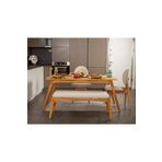 AVOKADO MOBİLYA Touch 2 Sandalye 1 Bench 1 Masa Meşe Iskelet Iskandinav Mutfak Yemek Masa Takımı 80x160
