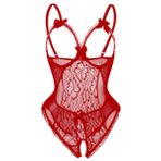 Avondii J1014 kadın şeffaf iç çamaşırı, iç çamaşırı, gecelik, Kırmızı, XL