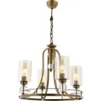 Avonni AV-1597-4E Eskitme Kaplama Modern Avize E27 Metal Cam H: 85 cm, Ø: 50 cm