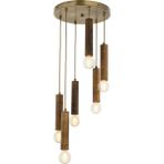 Avonni AV-1651-6ET Eskitme Kaplama Modern Avize E27 Ahşap H: 130 cm, Ø: 40 cm
