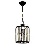 Avonni AV-1667-1BSY Siyah Boya Modern Avize E27 Metal Kristal H: 70 cm, Ø: 20 cm