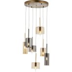 Avonni AV-1675-7ET-BF Eskitme Kaplama Modern Avize E14 Metal Cam H: 120 cm, Ø: 45 cm