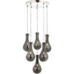 Avonni AV-1697-6KT Krom Kaplama Modern Avize E14 Metal Cam H: 100 cm, Ø: 50 cm