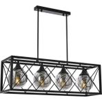 Avonni AV-1732-4Y-BSY Siyah Boya Modern Avize E27 Metal Cam H: 80 cm, WxD: 80x25 cm