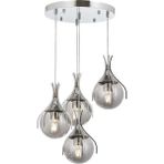 Avonni AV-1766-4KT Krom Kaplama Modern Avize E27 Metal Cam H: 100 cm, Ø: 40 cm