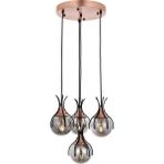 Avonni AV-1766-4T-BSY Siyah Boya Modern Avize E27 Metal Cam H: 100 cm, Ø: 40 cm