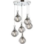 Avonni AV-1766-6KT Krom Kaplama Modern Avize E27 Metal Cam H: 100 cm, Ø: 50 cm