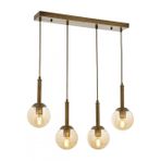 Avonni AV-1781-4EY Eskitme Kaplama Modern Avize E27 Metal Cam H: 90 cm, WxD: 70x13 cm