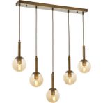 Avonni AV-1781-5EY Eskitme Kaplama Modern Avize E27 Metal Cam H: 90 cm, WxD: 80x13 cm