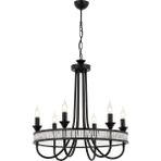 Avonni AV-1890-6BSY Siyah Boya Modern Avize E14 Metal Kristal H: 110 Cm, Ø: 60 cm