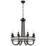 Avonni AV-1890-8BSY Siyah Boya Modern Avize E14 Metal Kristal H: 110 Cm, Ø: 60 cm