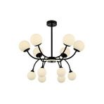 Avonni Av-1894-12bsy Siyah Boya Modern Avize G9 Metal Cam 85 Cm Kaplama