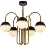 Avonni AV-1895-5E Eskitme/Siyah Boya/Kaplama Modern Avize E27 Metal Cam H: 70 cm, Ø: 60 cm - Eskitme Siyah