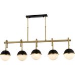 Avonni AV-1895-5EY Eskitme/Siyah Boya/Kaplama Modern Avize E27 Metal Cam H: 70 cm, WxD: 100x15 cm - Eskitme Siyah