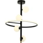 Avonni AV-1896-5BSY Siyah Boya Modern Avize G9 Metal Cam H: 70 cm, Ø: 50 cm