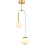 Avonni AV-1897-2BSA Sarı Boya Modern Avize G9 Metal Cam H: 130 cm, WxD: 20x12 cm