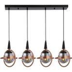 Avonni AV-1899-4Y-BSY Bakır/Siyah Boya/Kaplama Modern Avize E14 Metal Cam H: 80 cm, WxD: 80x25 cm - Bakır - Siyah