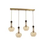 Avonni AV-1912-4EY Eskitme Kaplama Modern Avize E27 Metal Cam H: 90 cm, WxD: 80x12 cm