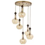 Avonni AV-1912-6ET Eskitme Kaplama Modern Avize E27 Metal Cam H: 105 cm, Ø: 50 cm