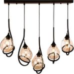 Avonni AV-1921-5Y-BSY Siyah Boya Modern Avize E27 Metal Cam H: 90 cm, WxD: 90x25 cm
