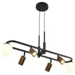 Avonni AV-1950-6Y-BSY Eskitme/Siyah Boya/Kaplama Modern Avize E27 Metal Cam H: 100 cm, WxD: 20x105 cm - Eskitme Siyah