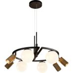 Avonni AV-1950-8BSY Eskitme/Siyah Boya/Kaplama Modern Avize E27 Metal Cam H: 100 cm, Ø: 66 cm - Eskitme Siyah