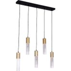 Avonni AV-1952-5EY Siyah Boya Modern Avize GU10 Metal Cam H: 120 Cm, Wxd: 22X80 cm