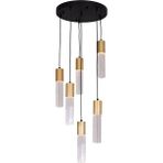 Avonni AV-1952-6ET Siyah Boya Modern Avize GU10 Metal Cam H: 100 Cm, Ø: 40 cm