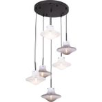 Avonni AV-1953-6T-BSY Siyah Boya Modern Avize E14 Metal Cam H: 100 Cm, Ø: 40 cm