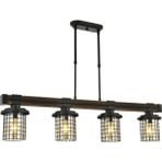 Avonni AV-4216-4EY Eskitme Kaplama Modern Avize E27 Metal Ahşap H: 70 cm, WxD: 95x15 cm