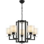 Avonni AV-4285-5BSY Siyah Boya Modern Avize E27 Metal Cam H: 90 Cm, Ø: 70 cm