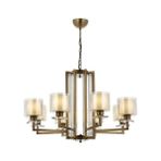 Avonni AV-4285-8E Eskitme Kaplama Modern Avize E27 Metal Cam H: 90 cm, Ø: 80 cm