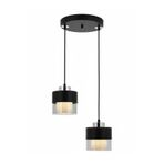Avonni AV-4288-2T-BSY Siyah Boya Modern Avize E27 Metal Cam H: 75 cm, Ø: 40 cm