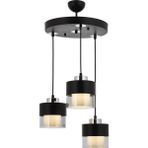 Avonni AV-4288-3T-BSY Siyah Boya Modern Avize E27 Metal Cam H: 75 cm, Ø: 40 cm