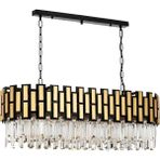 Avonni AV-4293-BSY100X35 Siyah Boya Modern Avize E14 Metal Cam H: 100 cm, WxD: 100x35 cm