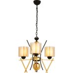Avonni AV-4301-3S Sarı Kaplama Modern Avize E27 Metal Cam H: 90 cm, Ø: 50 cm