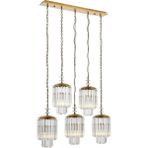 Avonni AV-4302-5EY Eskitme Kaplama Klasik Avize E27 Metal Kristal H: 115 cm, WxD: 80x10 cm