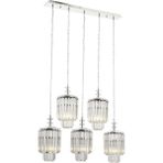 Avonni AV-4302-5KY Krom Kaplama Klasik Avize E27 Metal Kristal H: 115 cm, WxD: 80x10 cm